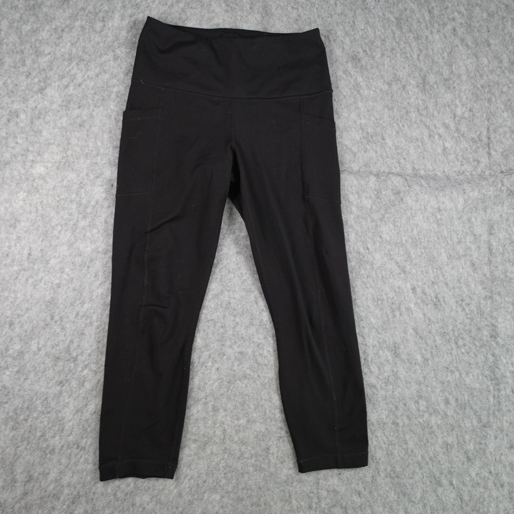 Yogalicious Leggings Women Small Black Lux High Rise Side Pockets Cropped Yoga